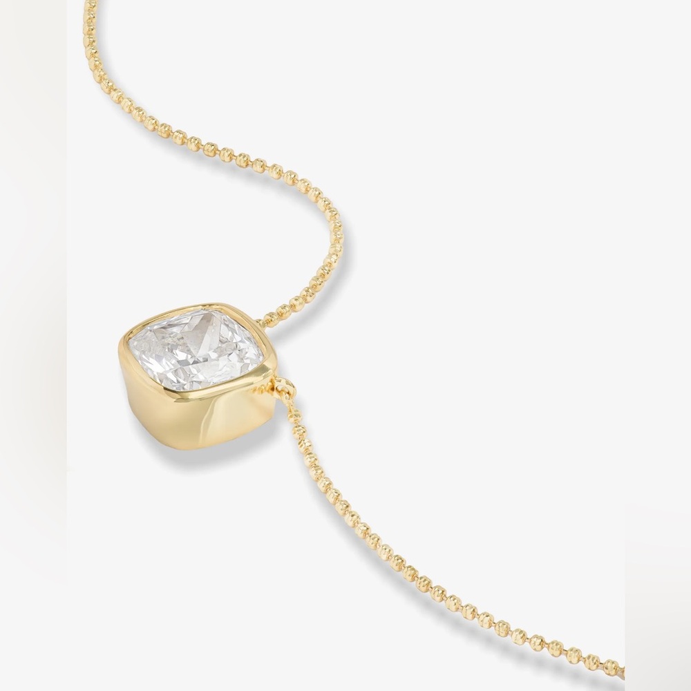 Melinda Maria Gold Necklace with Simulated Diamond Cushion-Cut Pendant - Picture 3 of 6